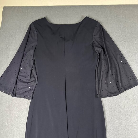 Connected Apparel Womens 6 Navy Blue Drape Neck Pullover Flutter Sleeve - Picture 9 of 9